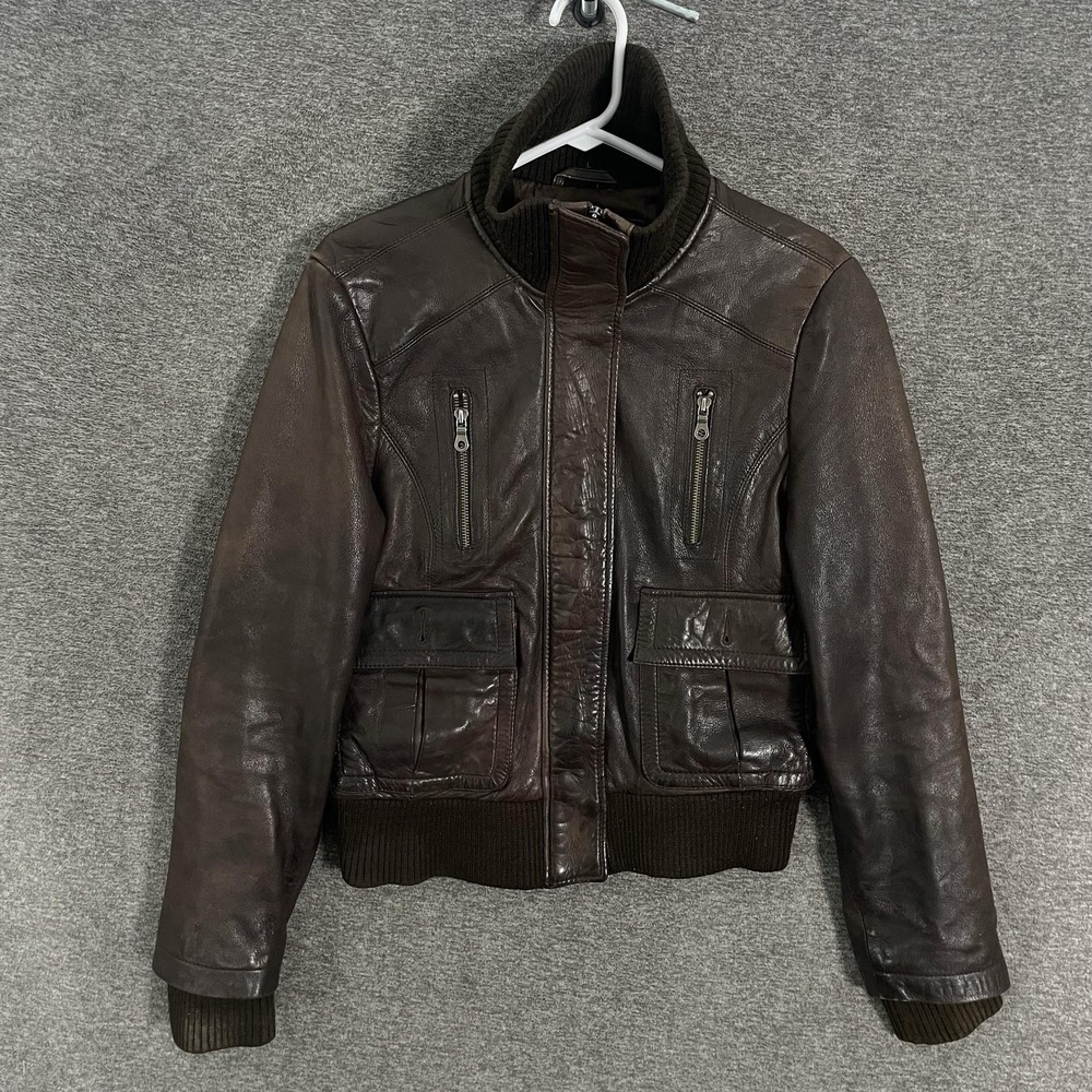 Boeing Jacket Large Brown Leather Bomber Flight Rib Madonna Indie Sleaze